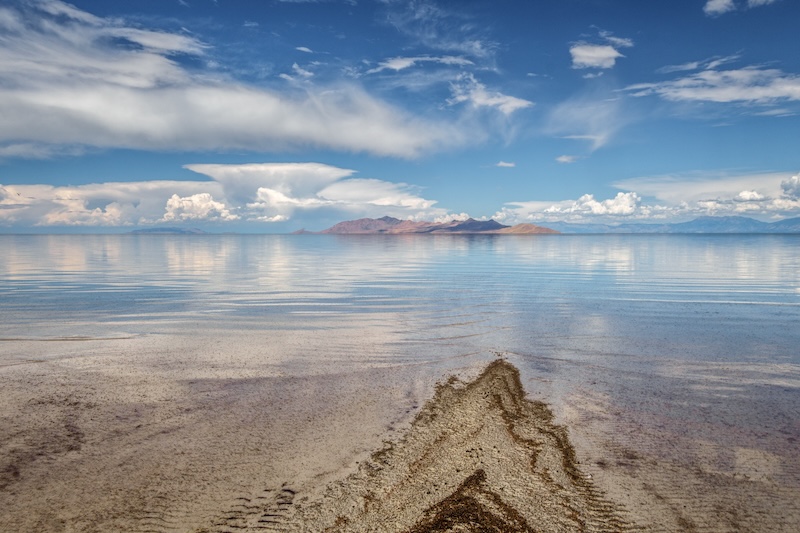 Great Salt Lake shoreline with turquoise mineral-rich water in Utah