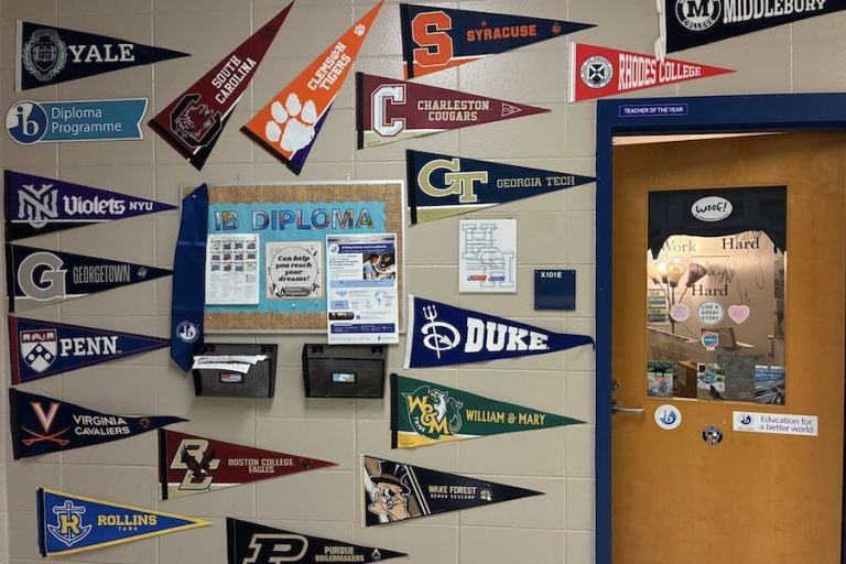 Wall with College Flags - Beaufort County’s IB Program