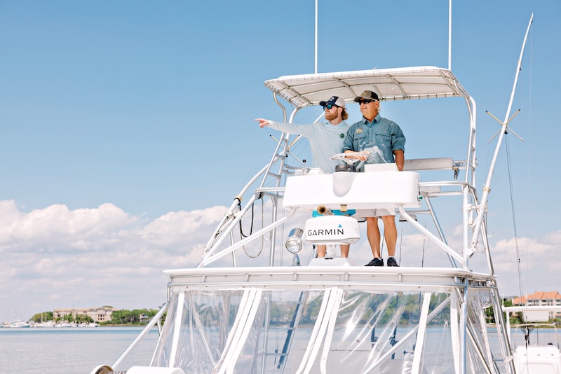 Christiaan and Stratton Pollitzer aboard The Bulldog