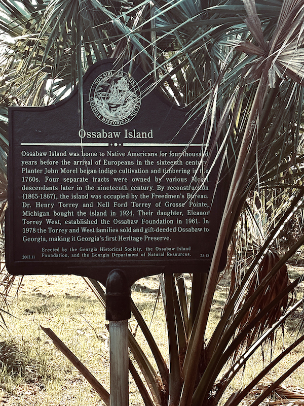 Ossabaw Island Georgia historic marker