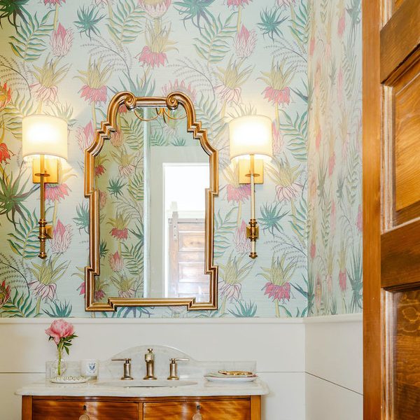This Jewel Box Powder Room Brings The Tropics to Old Town Bluffton