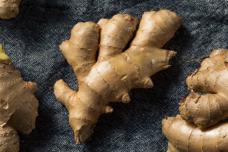 Fresh ginger root used in cooking and seasoning dishes