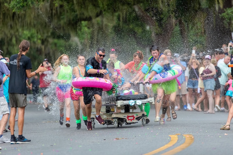 Teams competing in the Beaufort Water Festival Bed Race