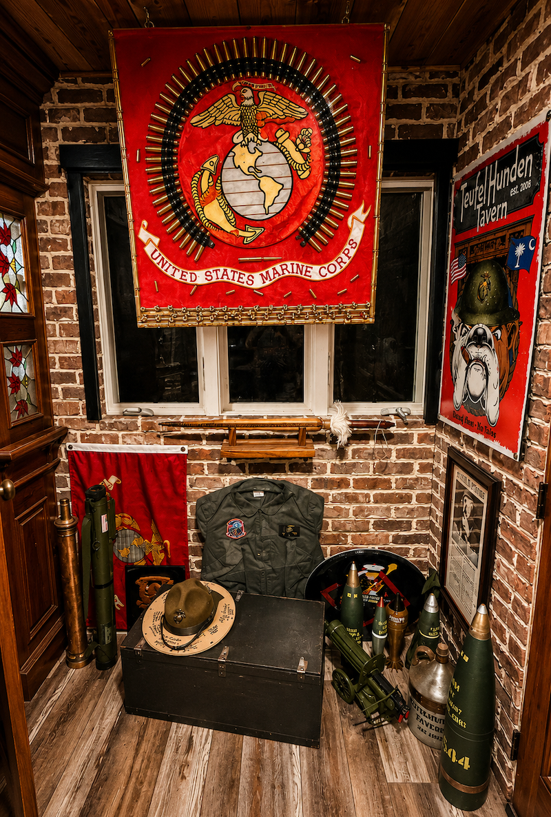 This handcrafted display incorporates spent .50-caliber cartridge cases from the iconic M2 Browning machine gun