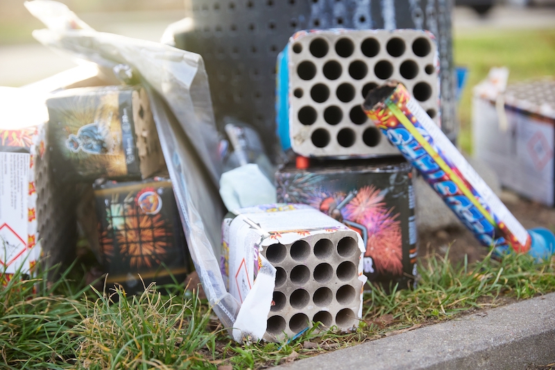 Burned-out fireworks can be dangerous to pets. Tips to keep pets calm during fireworks