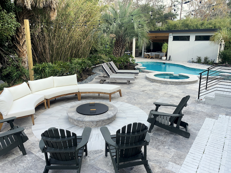 Gathering space of Backyard outdoor living space connected by exterior wi-fi- with CAV Integrated Home