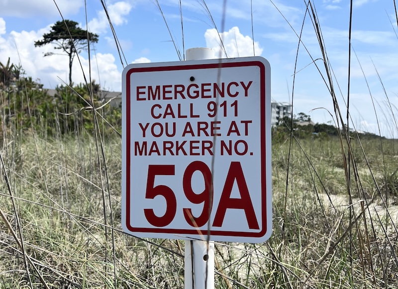 Emergency beach marker used to help first responders locate emergencies on Hilton Head Island