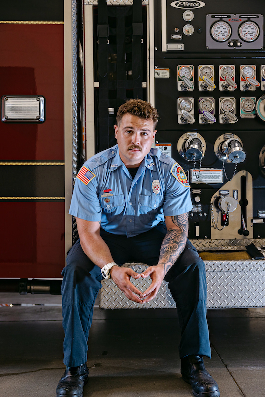 Justin Bowers Bluffton firefighter 2025 Medal of Valor recipient at station