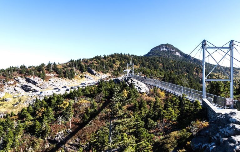 Mile High Swinging Bridge on Grandfather Mountain in North Carolina
