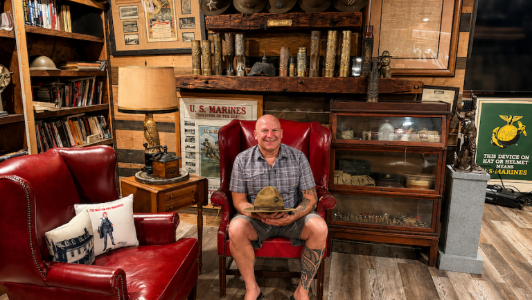 Marine Corps veteran Zachary Green inside Teufelhunden Tavern on Hilton Head Island