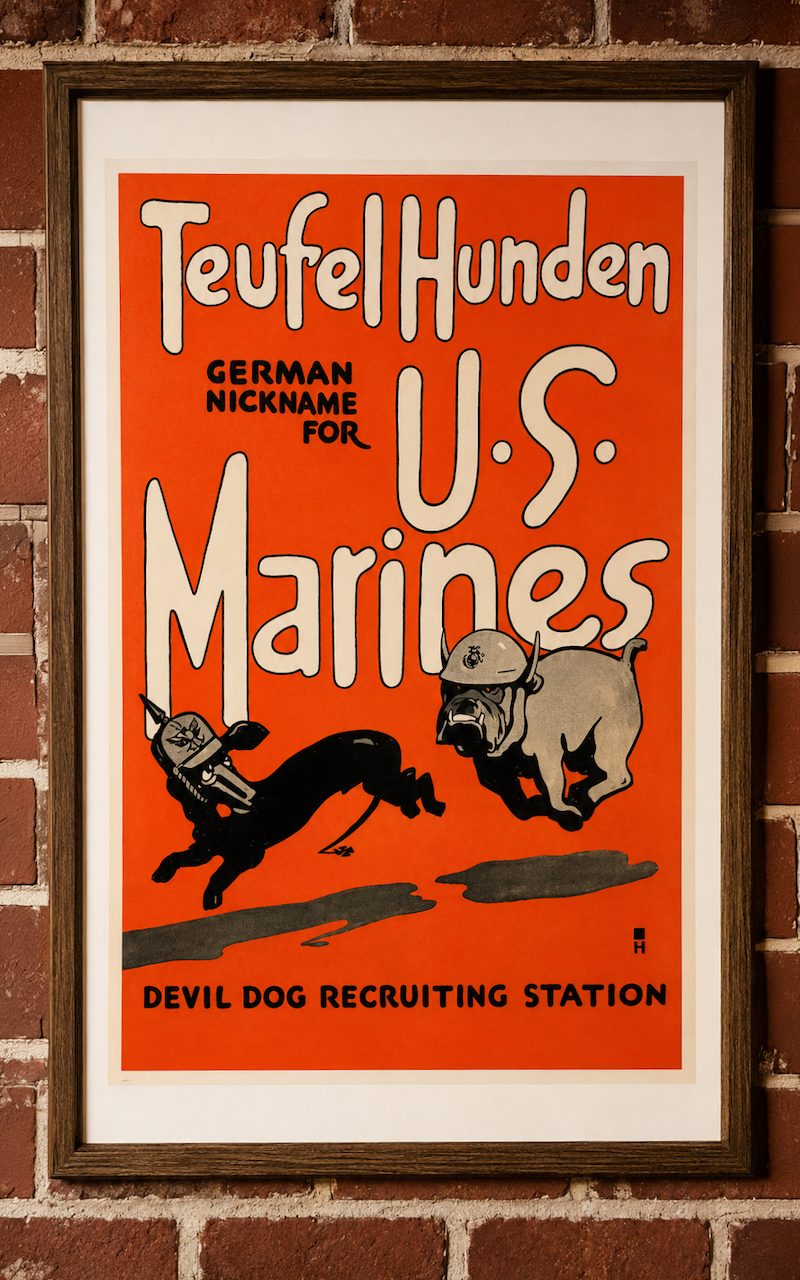 Historic Marine Corps Devil Dog recruiting poster commemorating Belleau Wood