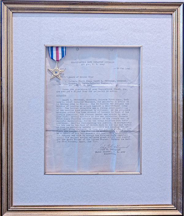 WWII veteran Silver Star medal Ralph Feuerman Hilton Head Island letter