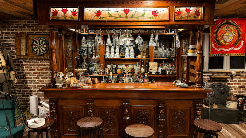 Handcrafted mahogany bar inspired by Philadelphia's historic Tun Tavern