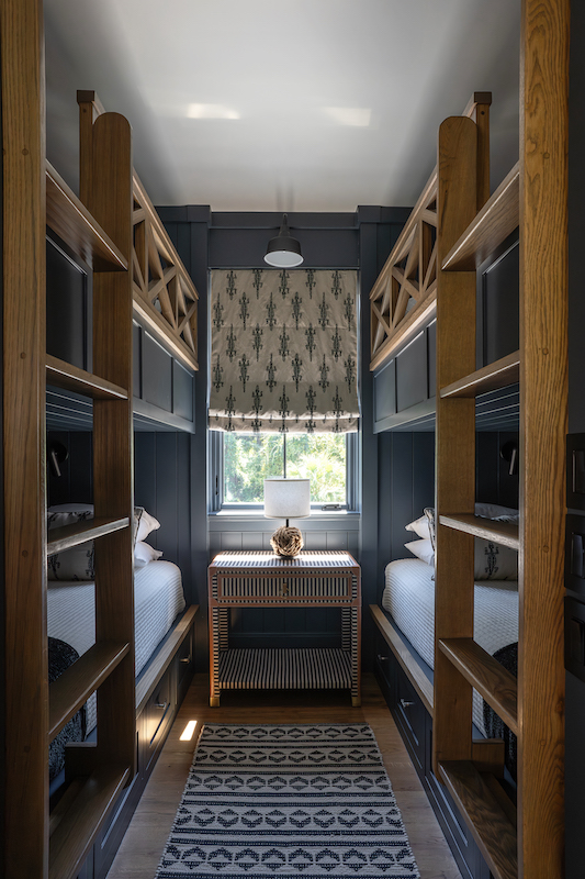 bunk room casual keeping room Palmetto Bluff elegant coastal home by Kelly Caron Designs