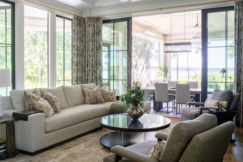keeping room casual keeping room Palmetto Bluff elegant coastal home by Kelly Caron Designs