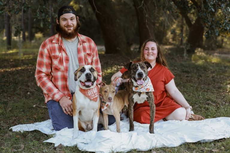 Hyacinth and Duke, two rescue dogs adopted from Hilton Head Humane Association, relaxing with their forever family.