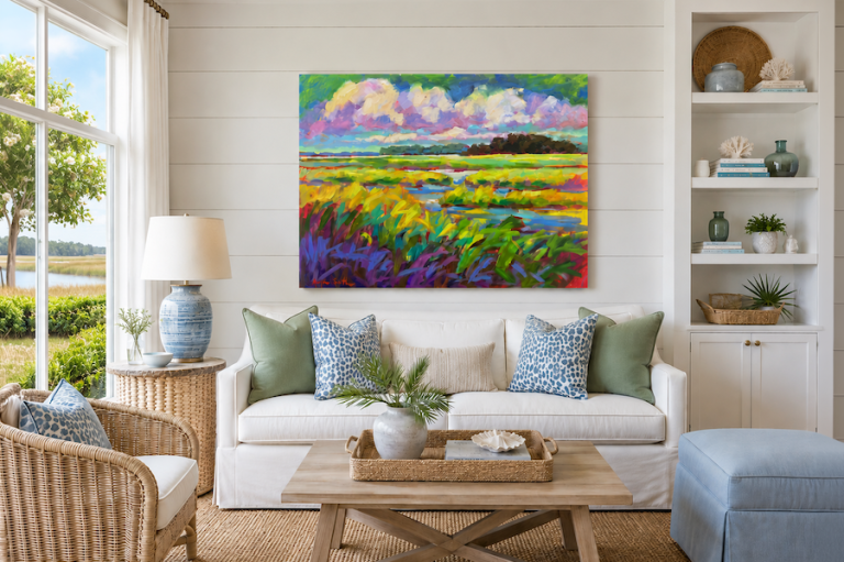 AI-designed room with tips from The Red Gallery and artwork by Betty Anglin Smith
