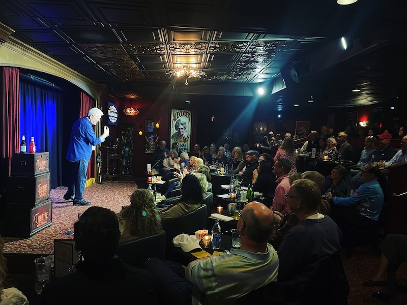 Audience enjoying a comedy and magic performance at Hilton Head Comedy Magic Cabaret.