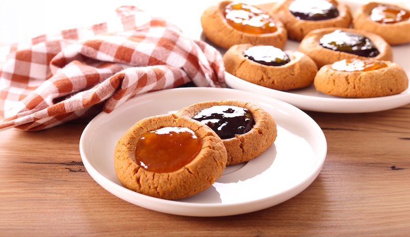 Peanut butter jelly buttons, cookies with jam filling