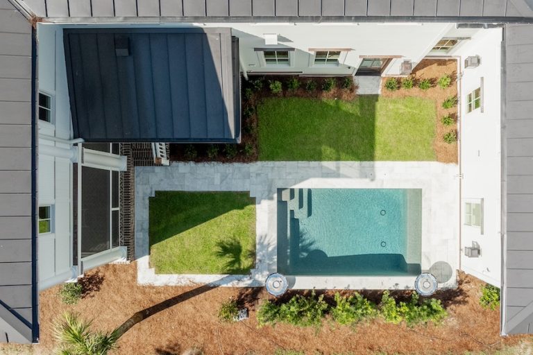 Palmetto Bluff backyard pool by Front Light Building Company