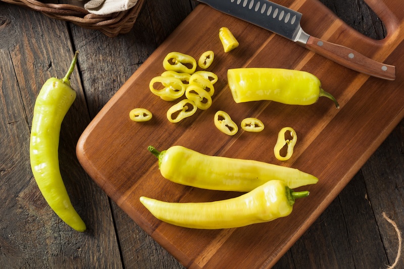 Raw Organic Yellow Banana Peppers Ready to Cut