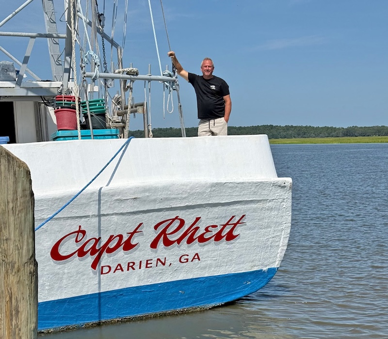 Capt. Bill Harris aboard the Capt Rhett, one of the shrimp boats supplying Russo’s Fresh Seafood in Bluffton.