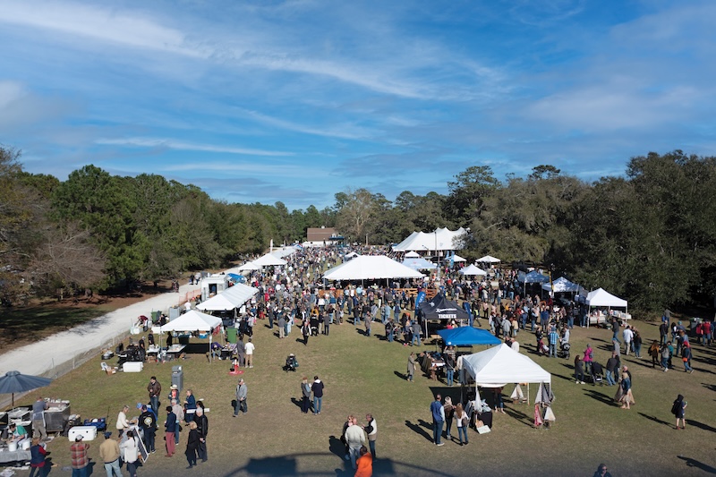 Crowds gathering for the Hilton Head Island Seafood Festival, a celebration of local seafood and Lowcountry culinary traditions.