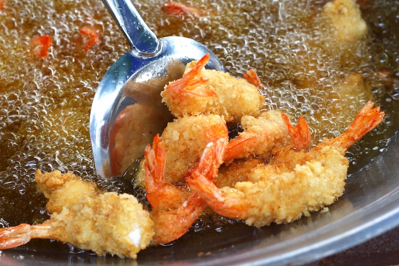 Shrimp coated in seasoned breading and fried until golden brown and crisp.