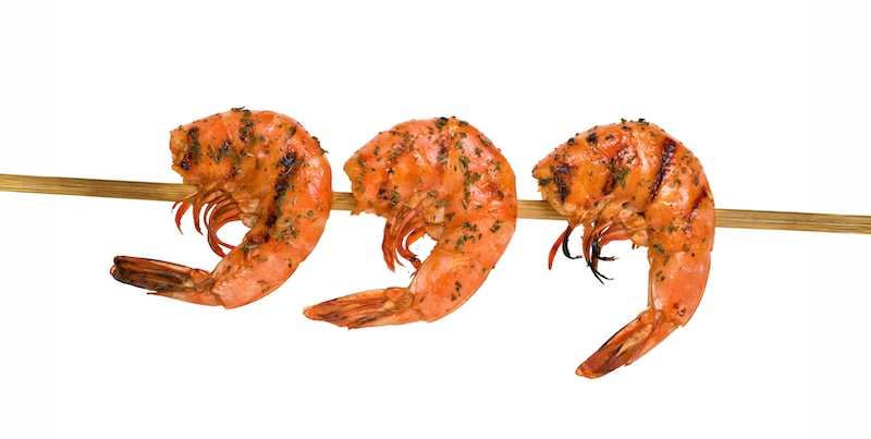 Grilled shrimp skewers with garlic, lime and spices recommended by Chef John Huffenberger of Hampton Hall Club.