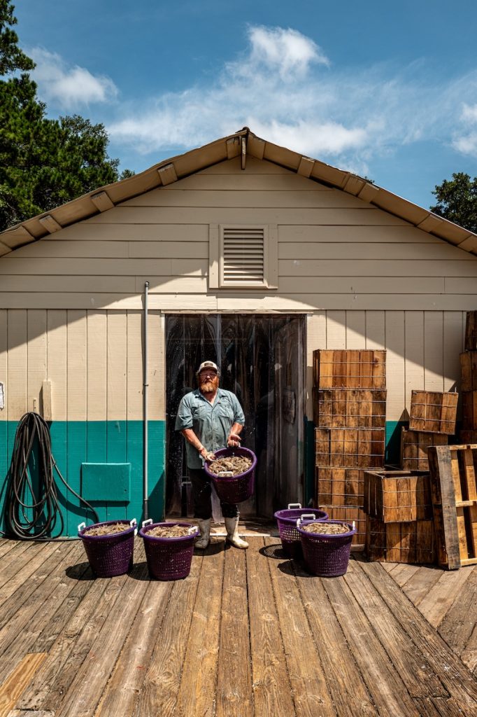 Fresh wild-caught shrimp being unloaded from the Gracie Belle at Sea Eagle Market on St. Helena Island.