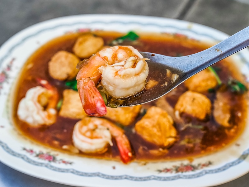 Shrimp and brown gravy, a favorite Lowcountry shrimp dish of Andrew Carmines of Hudson’s Seafood House on the Docks.