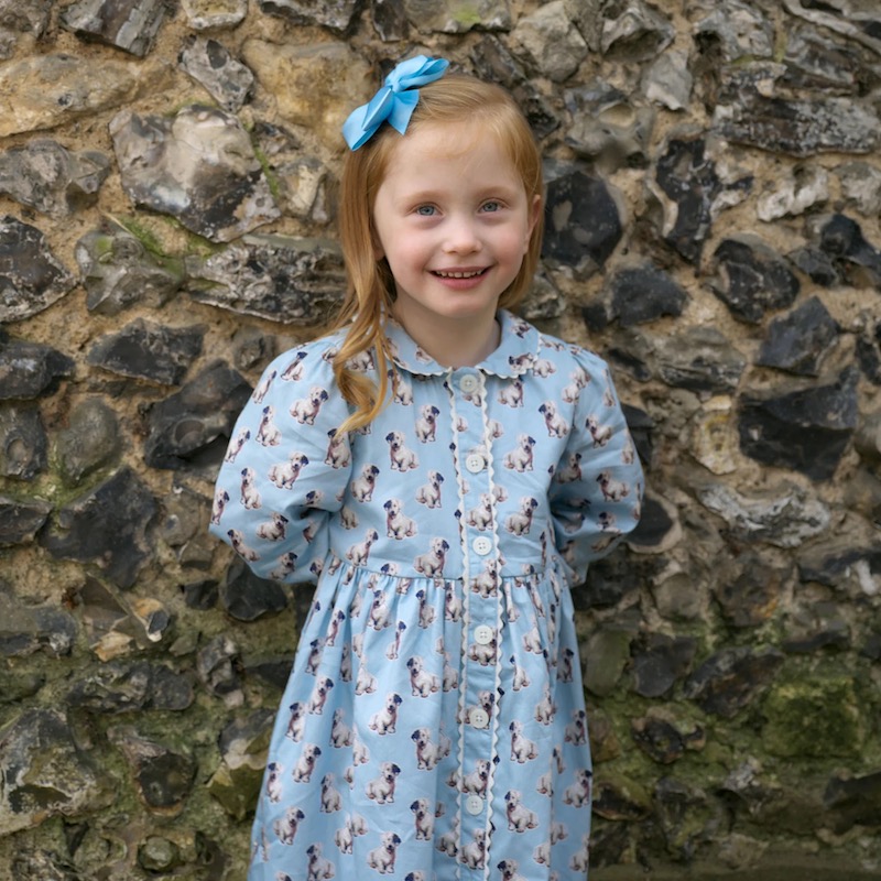 Island Child girls dress in puppy print