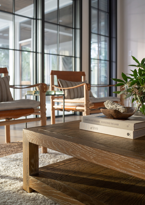 Living room coffee table and chairs by Court Atkins in Palmetto Bluff