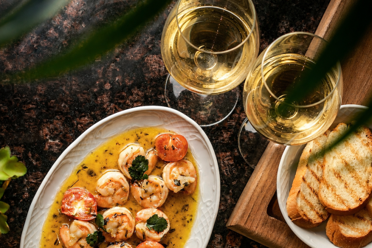 Shrimp scampi with white wine, one of sommelier Margaret Pearman’s recommended wine pairings for shrimp.