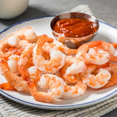 Classic chilled shrimp cocktail served with homemade horseradish cocktail sauce.