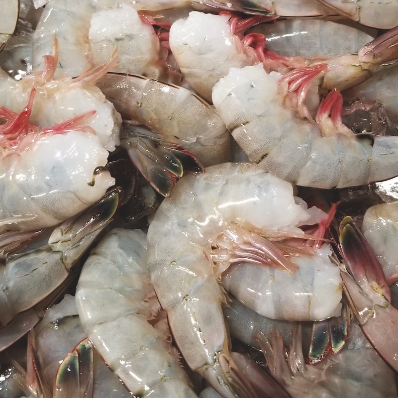 Wild-caught white shrimp from Georgia and South Carolina, known for their sweet flavor.