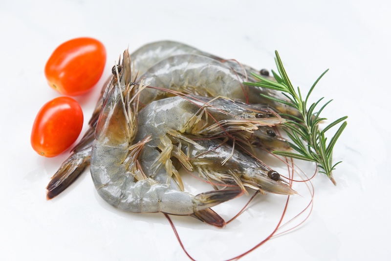 Fresh local shrimp from Russo’s Fresh Seafood, recommended simply prepared to highlight their naturally sweet, briny flavor.