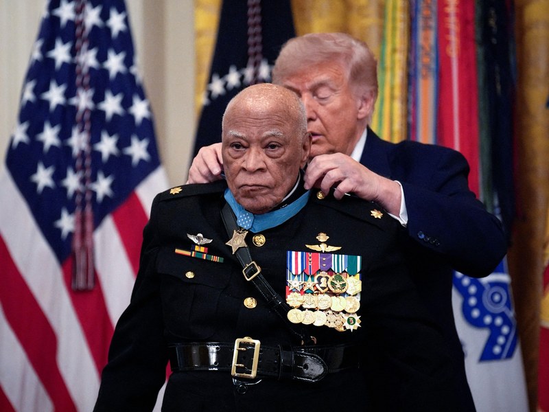 Maj. James Capers Jr. during a Medal of Honor ceremony at the White House