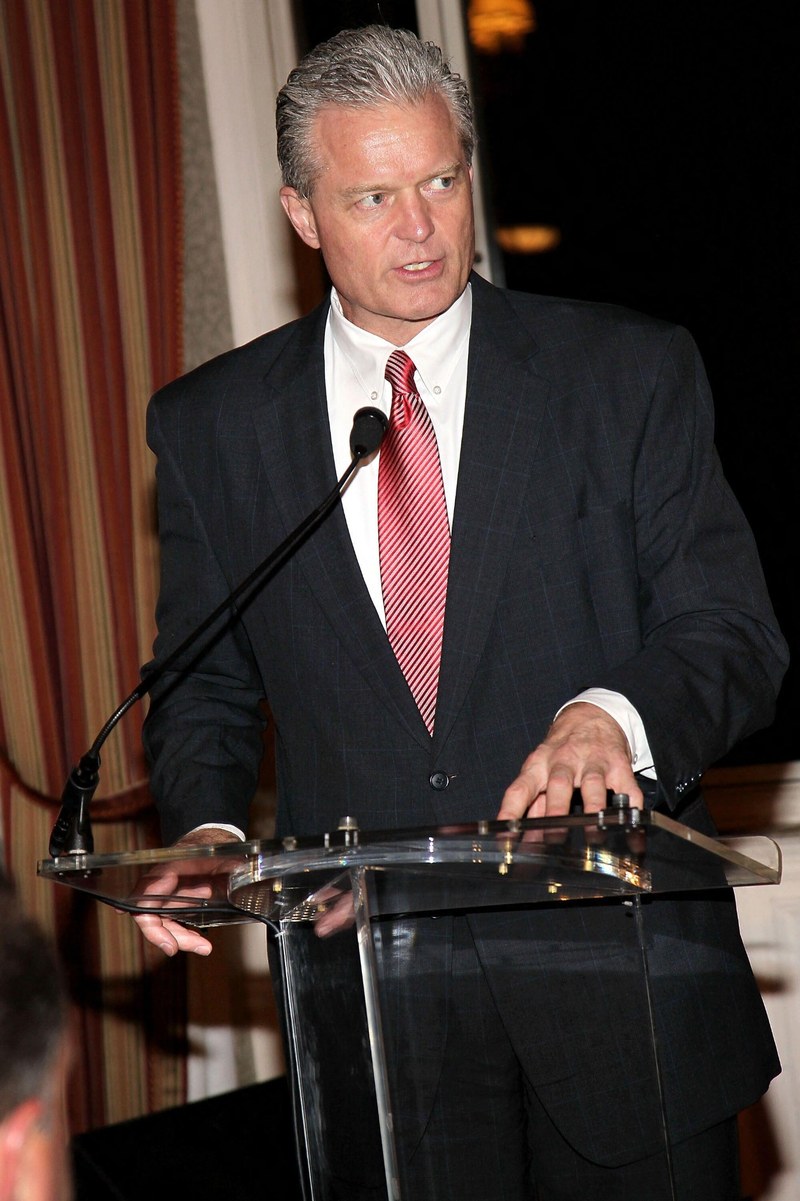 Former NFL center Bart Oates speaking at a 2011 event in New York City