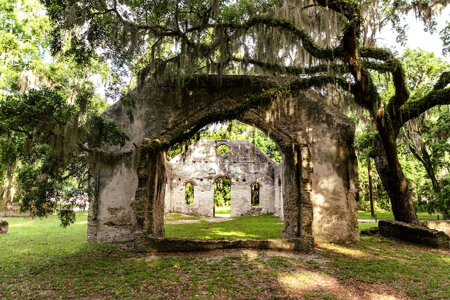 View through the Chapel of Ease ruins