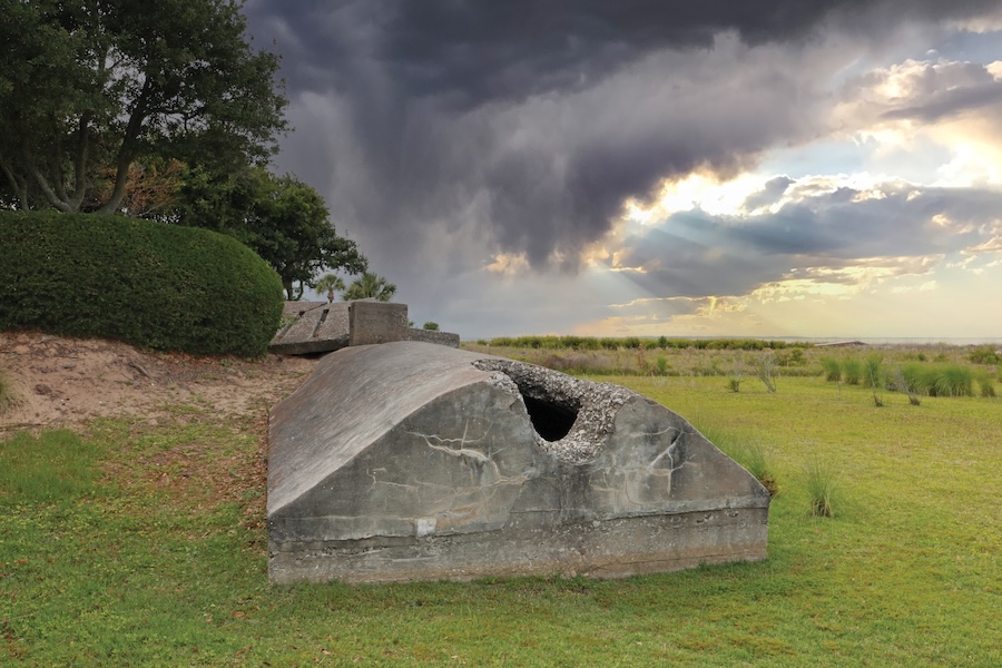 Remains of a Civil War-era steam gun battery near the former site of Fort Walker on Hilton Head Island