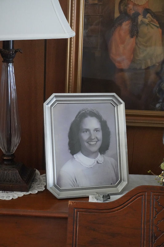 A framed photograph of Ethel Hudson, whom Phil Propst met at Bluffton High School and married for 66 years.