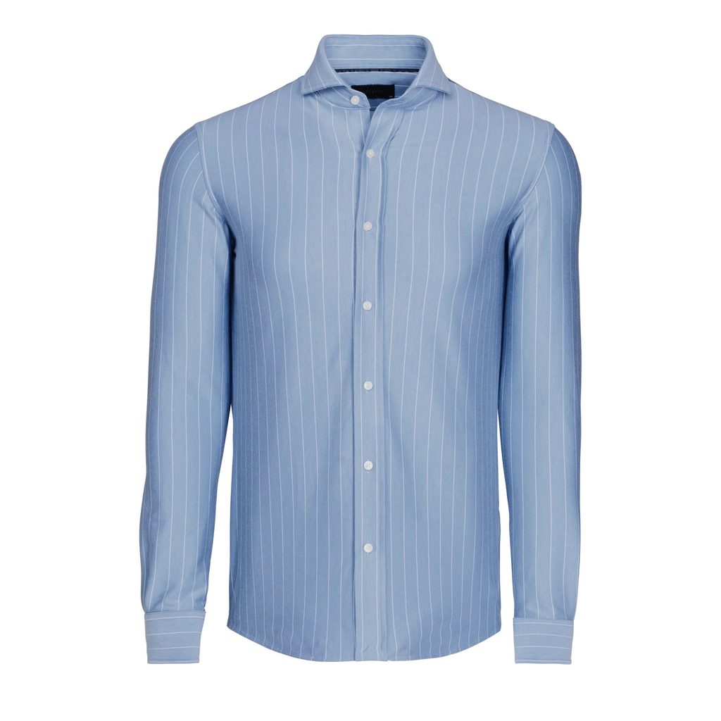 Light blue striped long-sleeve button-down shirt