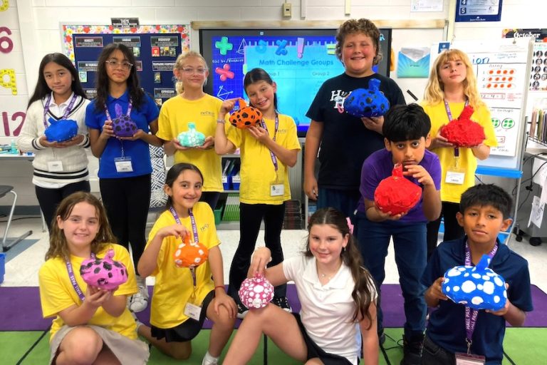Students display colorful math projects at a Hilton Head Island elementary school